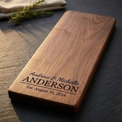 Names and Date Serving Tray, serving board engraved by Naked Wood Works