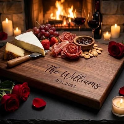 Script Family Name and Year Board, cutting board engraved by Naked Wood Works