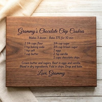 Family Recipe Cutting Board, cutting board engraved by Naked Wood Works