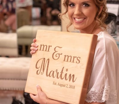 Mr and Mrs Last Name Board, serving board engraved by Naked Wood Works