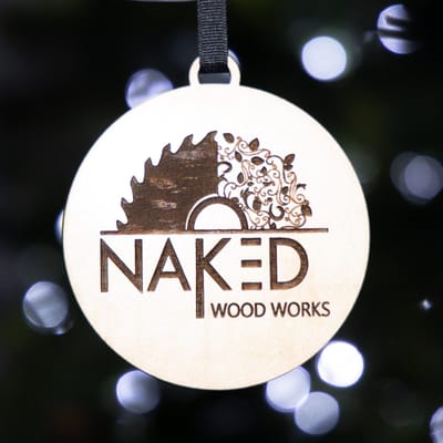 Custom Logo Ornament, ornament engraved by Naked Wood Works
