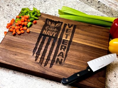 Veteran Flag Cutting Board, cutting board engraved by Naked Wood Works